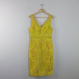 Anthropologie Maeve Gardenia Crochet Lace Dress 4 Yellow Prom Wedding 450